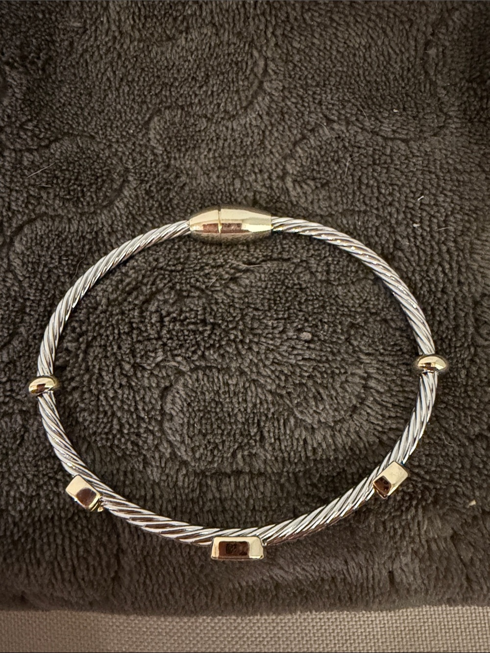 Two-Tone Gold and Silver Pave Cable Cuff Bracelet - Picture 2 of 5